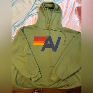 Aviator Nation Green Hoodie with Rainbow Logo